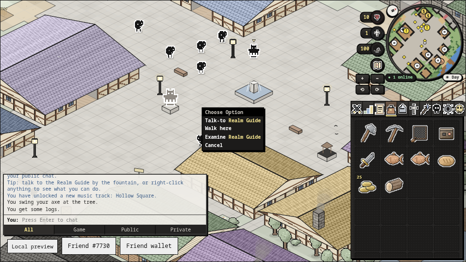 A right-click menu over the Realm Guide