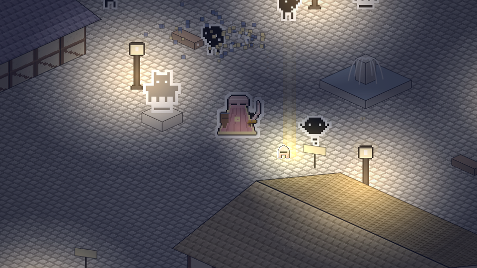 A rare drop glowing in a beam of golden light at night
