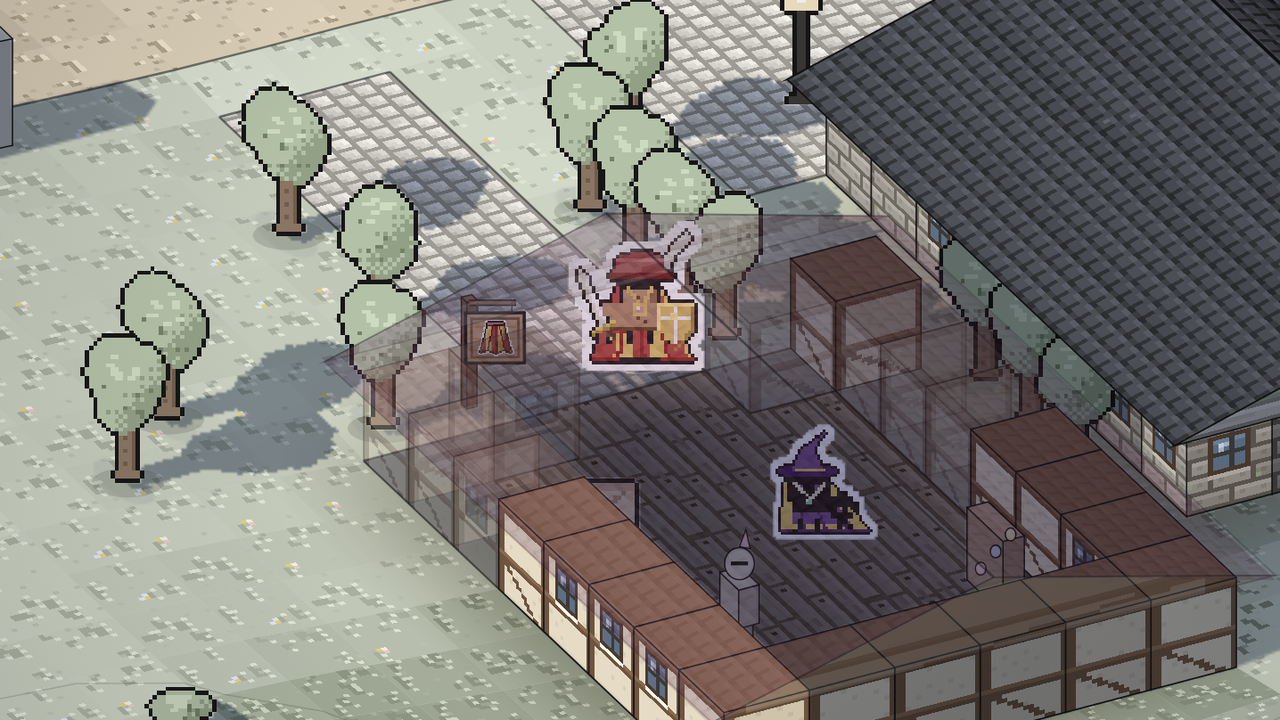 The tailor's shop on Market Street, a Friend in a striped cape and feathered cap