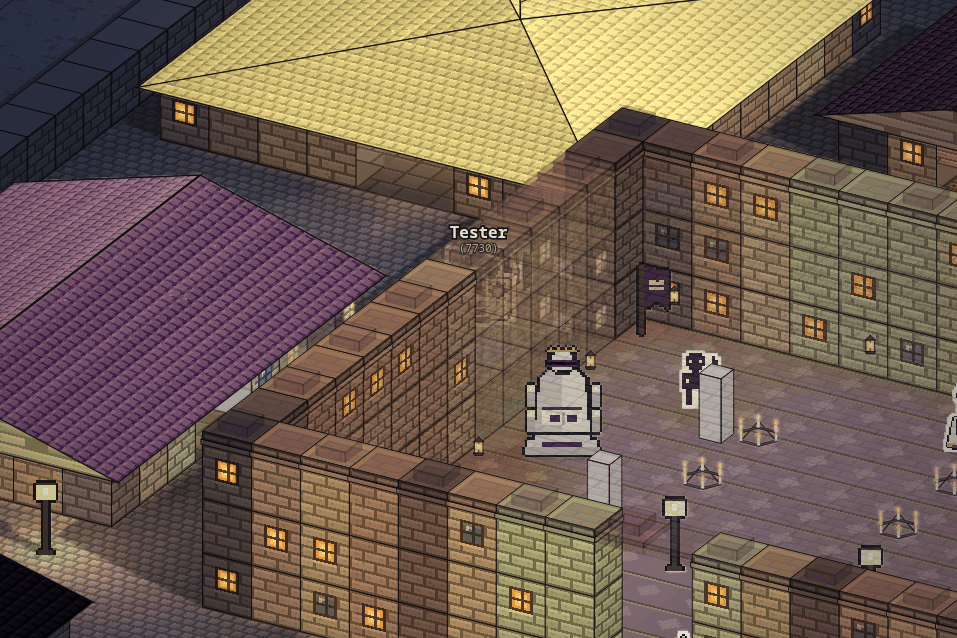 A street in Raria with a Royal Ranger standing behind a pillar